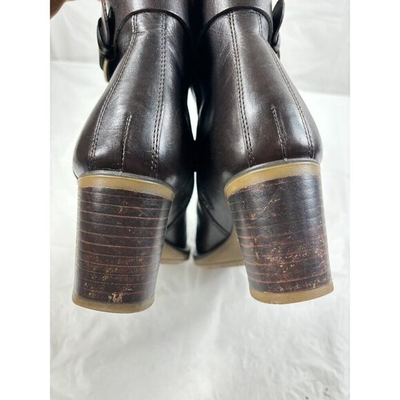 ECCO Saunter 65 Brown Leather Heeled Strap Zip Ankle Boots - Picture 6 of 13